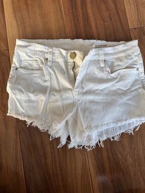 Blank NYC Distressed White Denim Cutoff Shorts